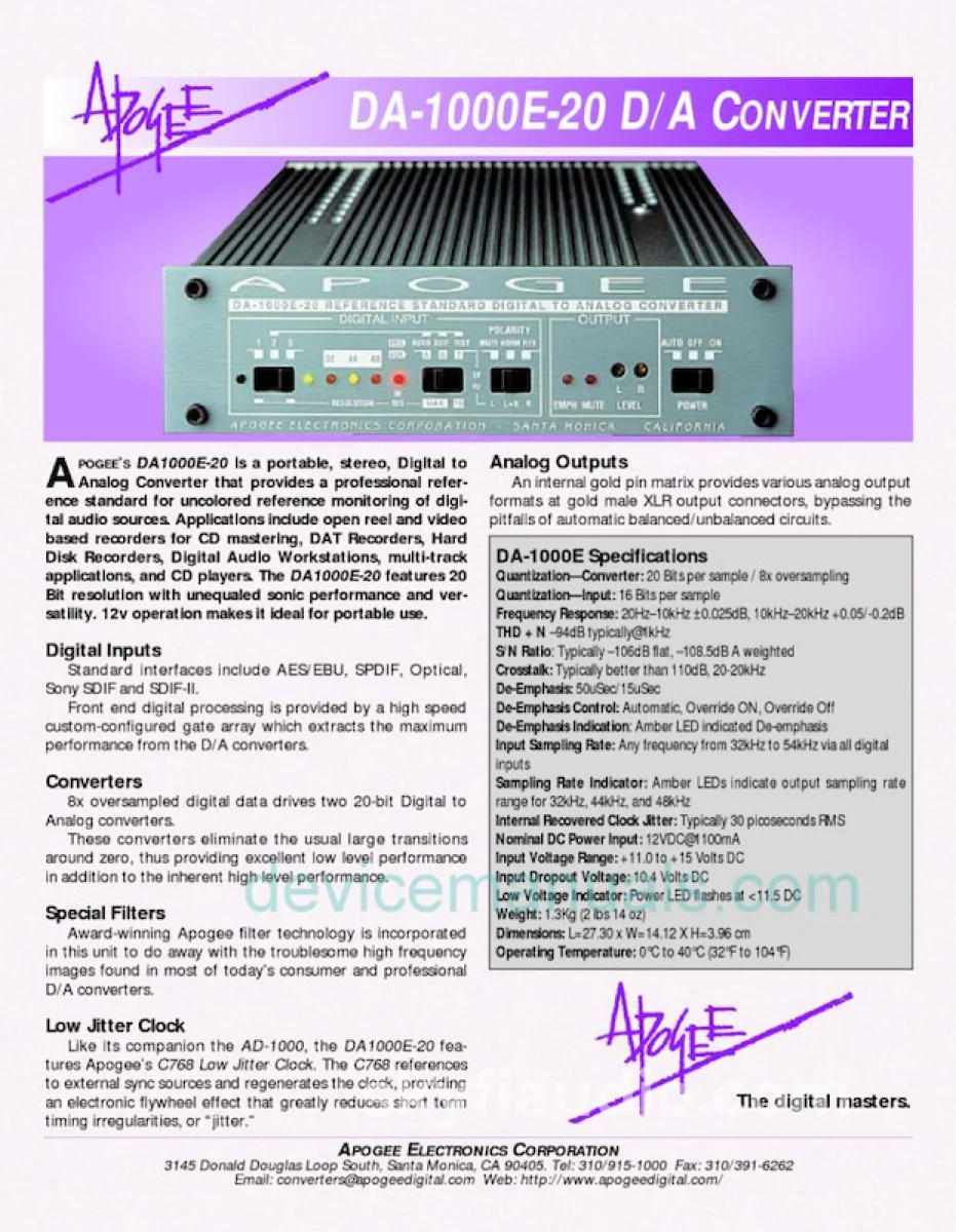 Apogee DA-1000E-20 DAC & PS-1000E Power Supply - w/ Wyde Eye Coaxial Cable - Image 14