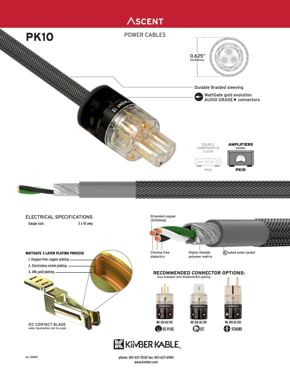Kimber Kable - Ascent Series PK10 Power Cord - New - Image 3