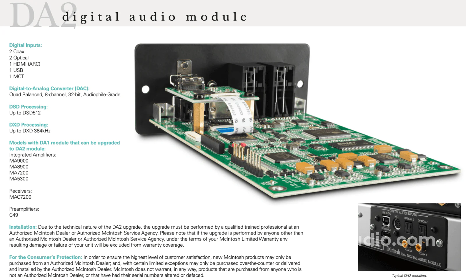 McIntosh DA2 Digital Audio Module Upgrade Kit - NEW - Image 5