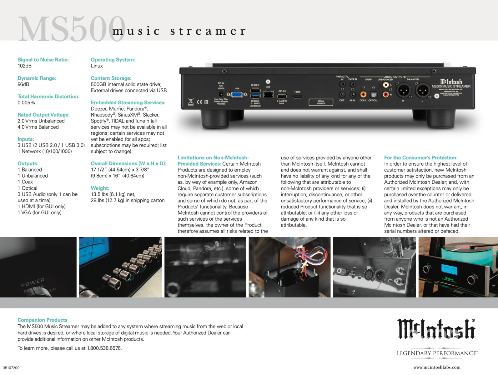 McIntosh MS500 Media Streamer and Server - Pre-Loved - Tidal, SiriusXM, Spotify Compatible - Image 10