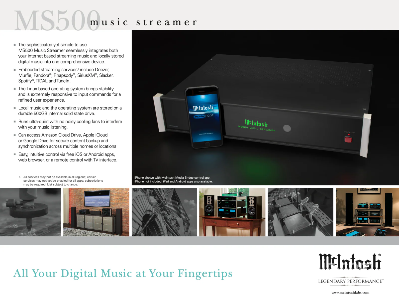 McIntosh MS500 Media Streamer and Server - Pre-Loved - Tidal, SiriusXM, Spotify Compatible - Image 9